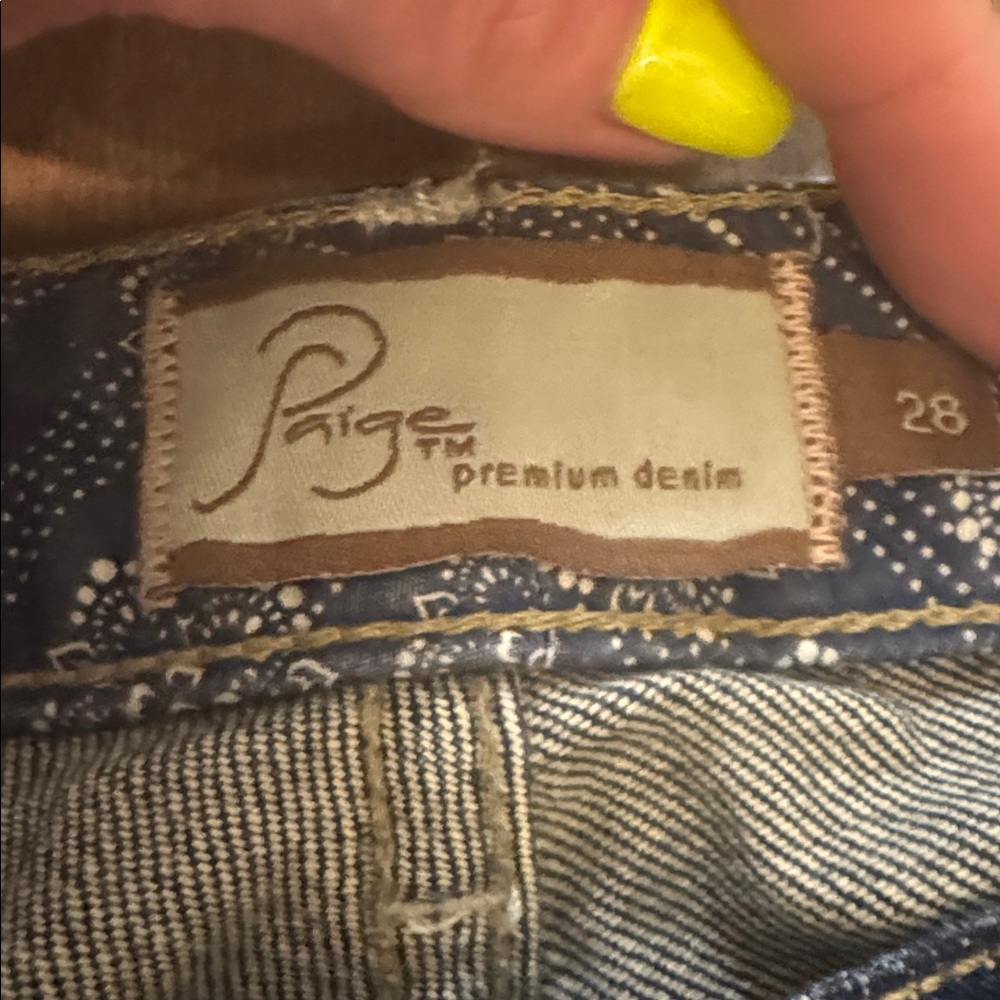 PAIGE Blue Patterned Denim Jeans - Picture 2 of 3